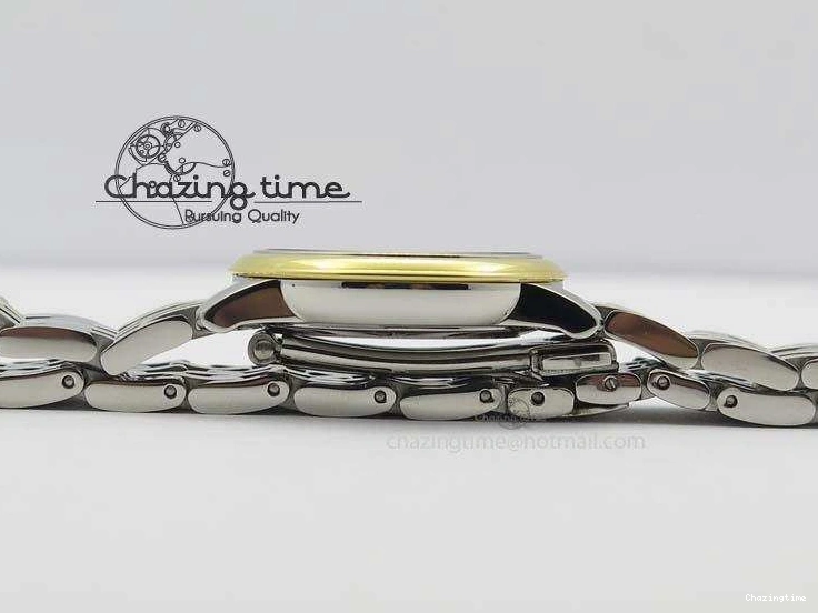 0315 OnTrend De Ville 27mm SS YG Ladies MK 1:1 Best Edition White MOP Dial Diamond Markers On SS Bracelet Ronda Quartz 8187